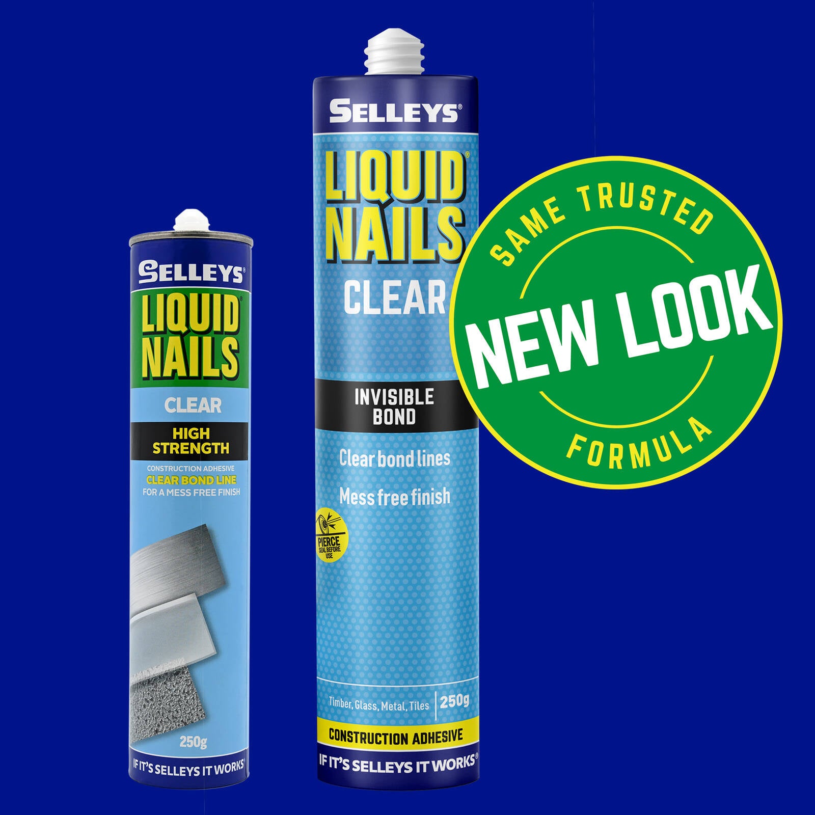 Selleys Liquid Nails Clear Construction Adhesive 250g - Dries Clear Polymer Bond for Building Materials