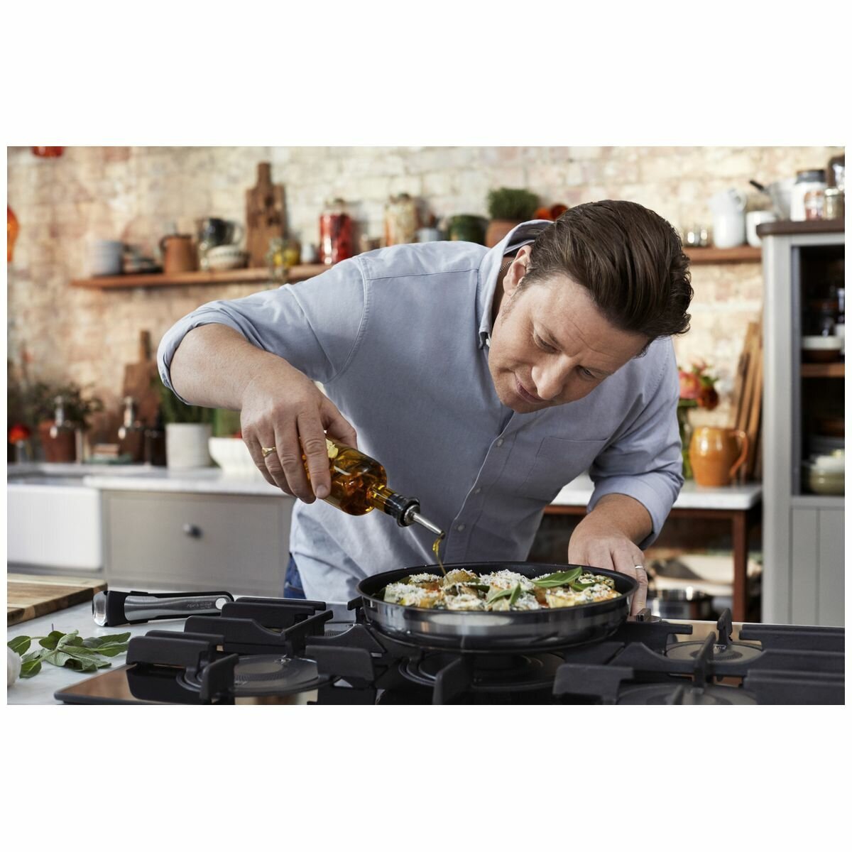 Tefal Jamie Oliver Ingenio 3 Piece Non-Stick Frypan Set - Stainless Steel, Removable Handle - L9569432