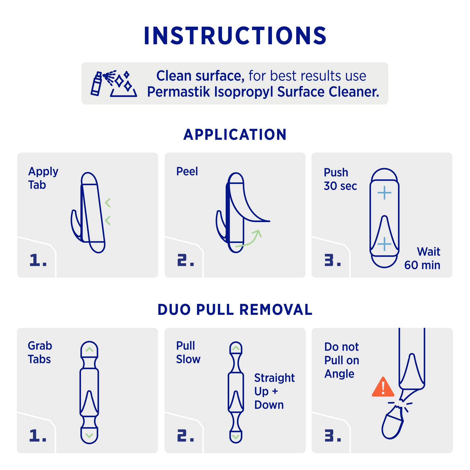 Permastik Large Clear Plastic Adhesive Urban Hooks 4 Pack Removable