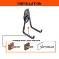 Everhang 45kg Black Small Garage U Hook 4 Pack - 40mm x 75mm x 50mm - Durable Storage Solution - SuperSaverAU - view 5