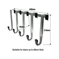 Adoored 5 Hooks Over the Door Hook Rack - 430mm x 210mm - Satin Chrome - SuperSaverAU - view 4