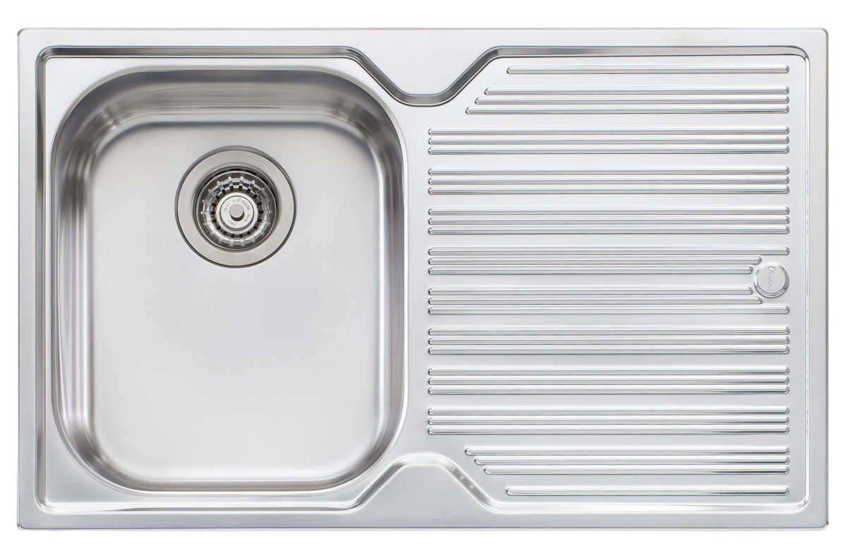 Oliveri Diaz single bowl topmount sink, right hand drainer - 304 stainless steel, Australian made - DZ121NTH