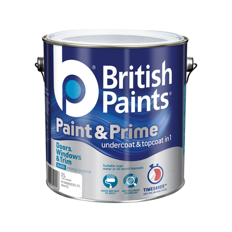 British Paints Paint & Prime - 2L - Gloss - Non-Yellowing Technology - SuperSaverAU - view 1