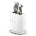 Smeg 50s Retro Style 6 Piece Knife Block Set - White with Acacia Wood Top - KBSF02WH