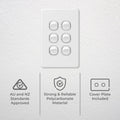 DETA X6 Six Vertical Switch 6 Gang White Polycarbonate 10A 240V