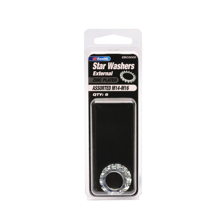 Zenith Star Washer 6 Pack M14 M15 M16 Zinc Plated Steel Reliable Locking - SuperSaverAU - view 1