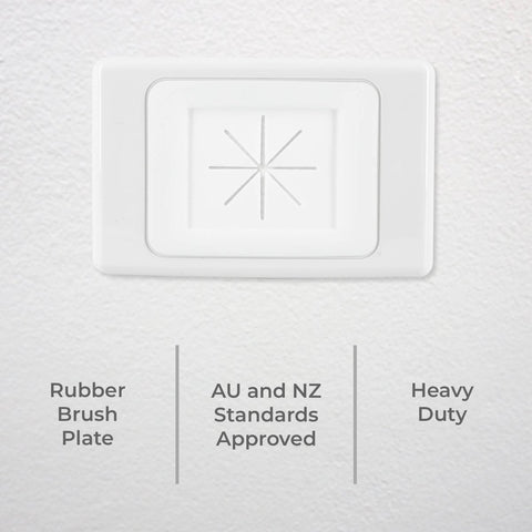 Deta Heavy Duty Rubber Brush Plate - 13mm x 75mm x 115mm - White - Cable Management - SuperSaverAU - view 2