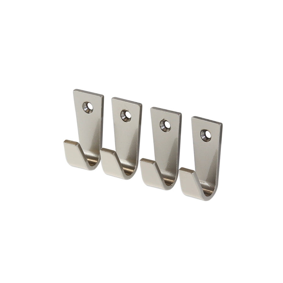 Pinnacle 50mm Satin Nickel Coat Hooks - 4 Pack, Screws Included