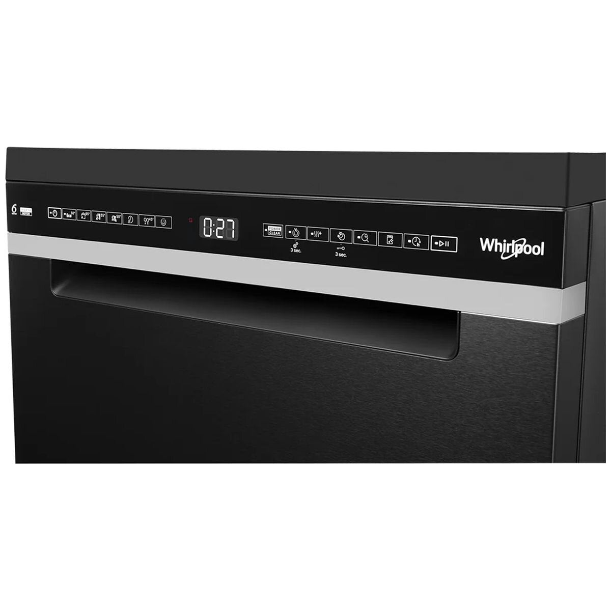 Whirlpool 60cm Freestanding Dishwasher - 14 Place Settings, Black, SpaceClean 3rd Rack - WDFS3I4PBSAU