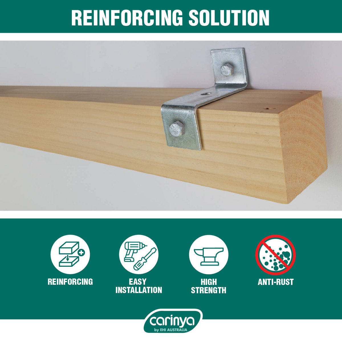 Carinya Reinforcing Z Bracket - 50 x 100 x 50mm - Galvanised Steel - 200kg Load Capacity - SuperSaverAU - view 5