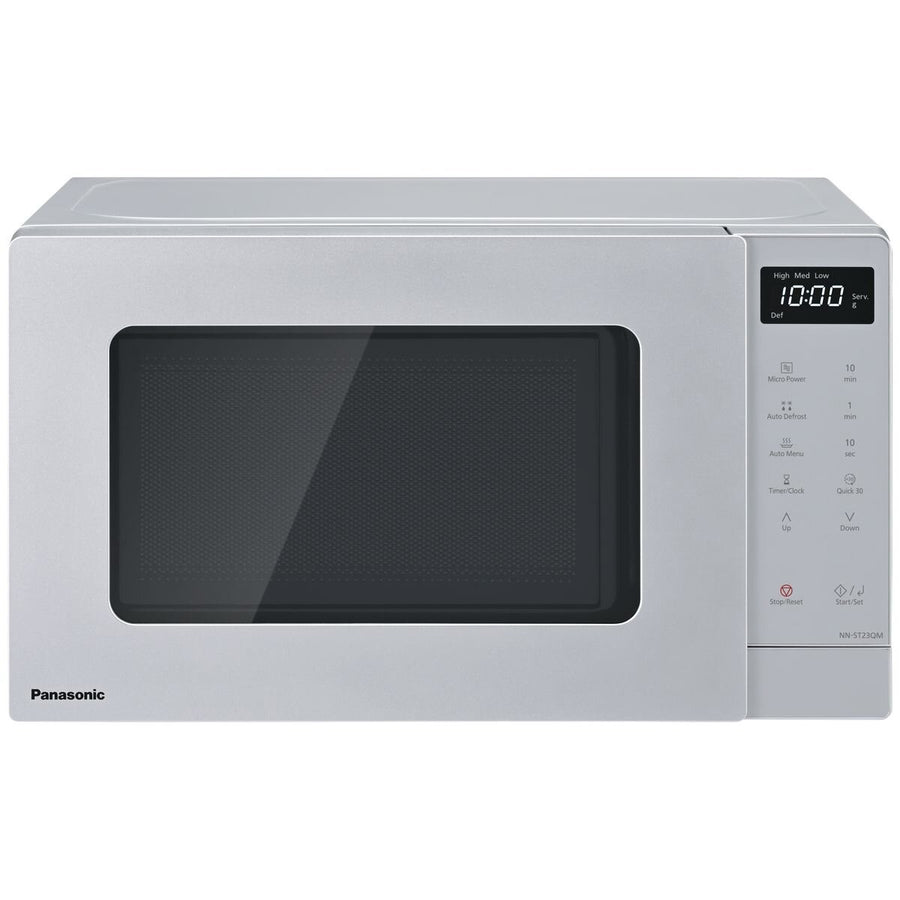 Panasonic 20L compact microwave oven - 800W, silver, 8 auto menus, auto defrost, Quick 30 - NN-ST23QMQPQ