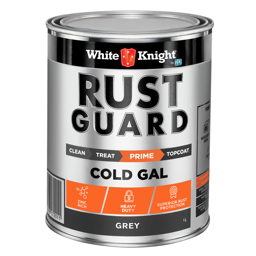 White Knight Rust Guard 1L Grey Cold Gal Galvanising Primer Paint