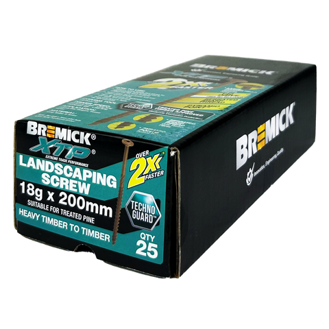 Bremick XTP 18g x 200mm T40 Technoguard Landscape Screws 25 Pack