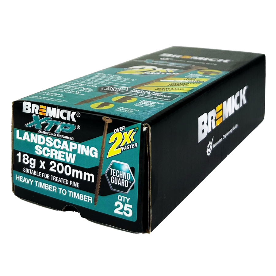 Bremick XTP 18g x 200mm T40 Technoguard Landscape Screws 25 Pack