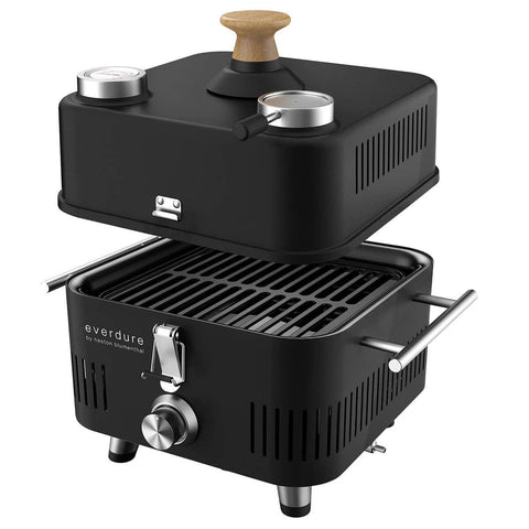 Everdure Cube Pro Flame 360 Portable Gas BBQ - H-Burner, Cast Iron Grill, Black - ECUBEG1B