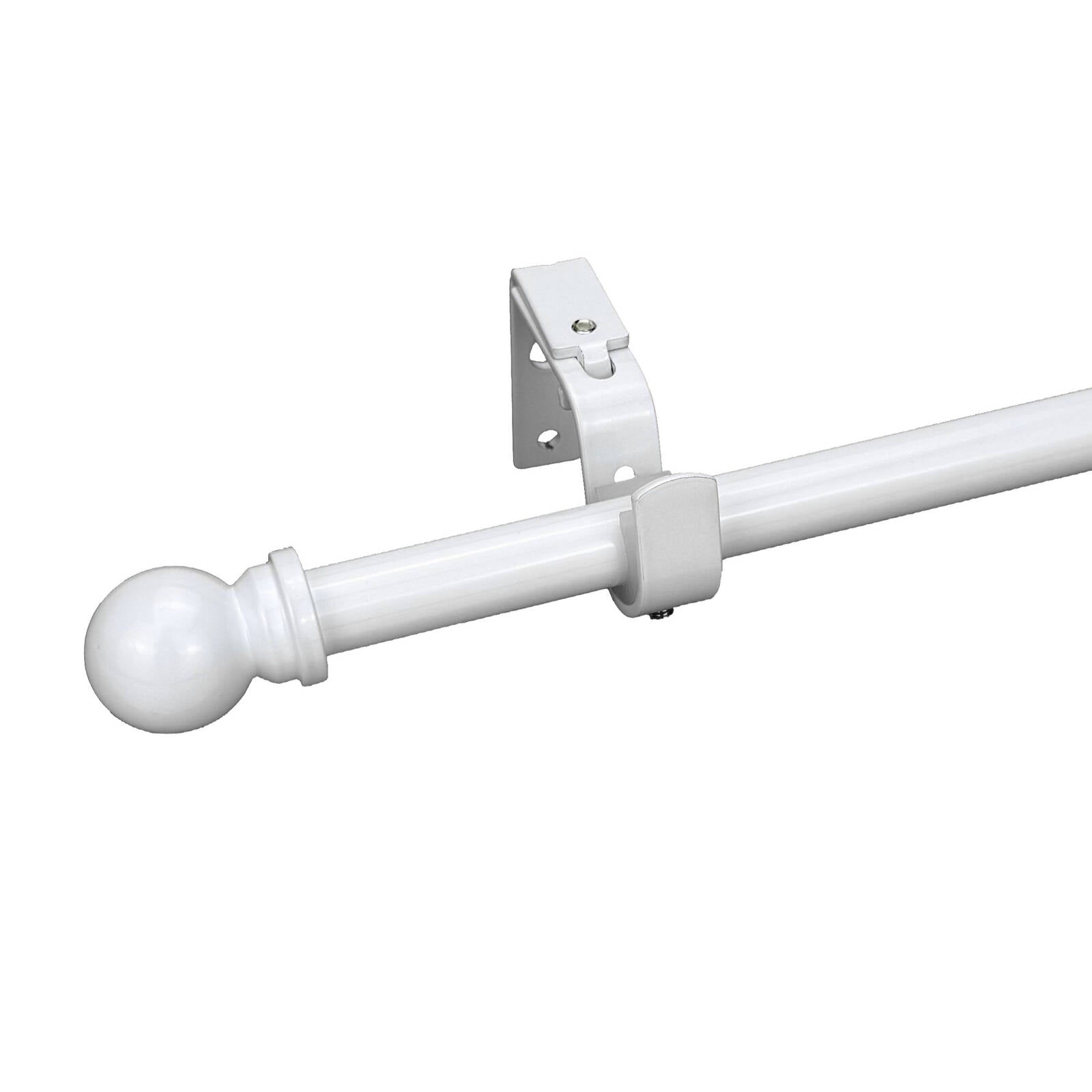 Pillar Products 16mm White Powdercoated Steel Ball Curtain Rod Finials, Pair