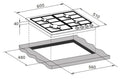 Brohn 60cm 4 Burner Black Glass Gas Cooktop - Wok Burner, Front Dial Controls, Flame Failure - BRGC6001BLK