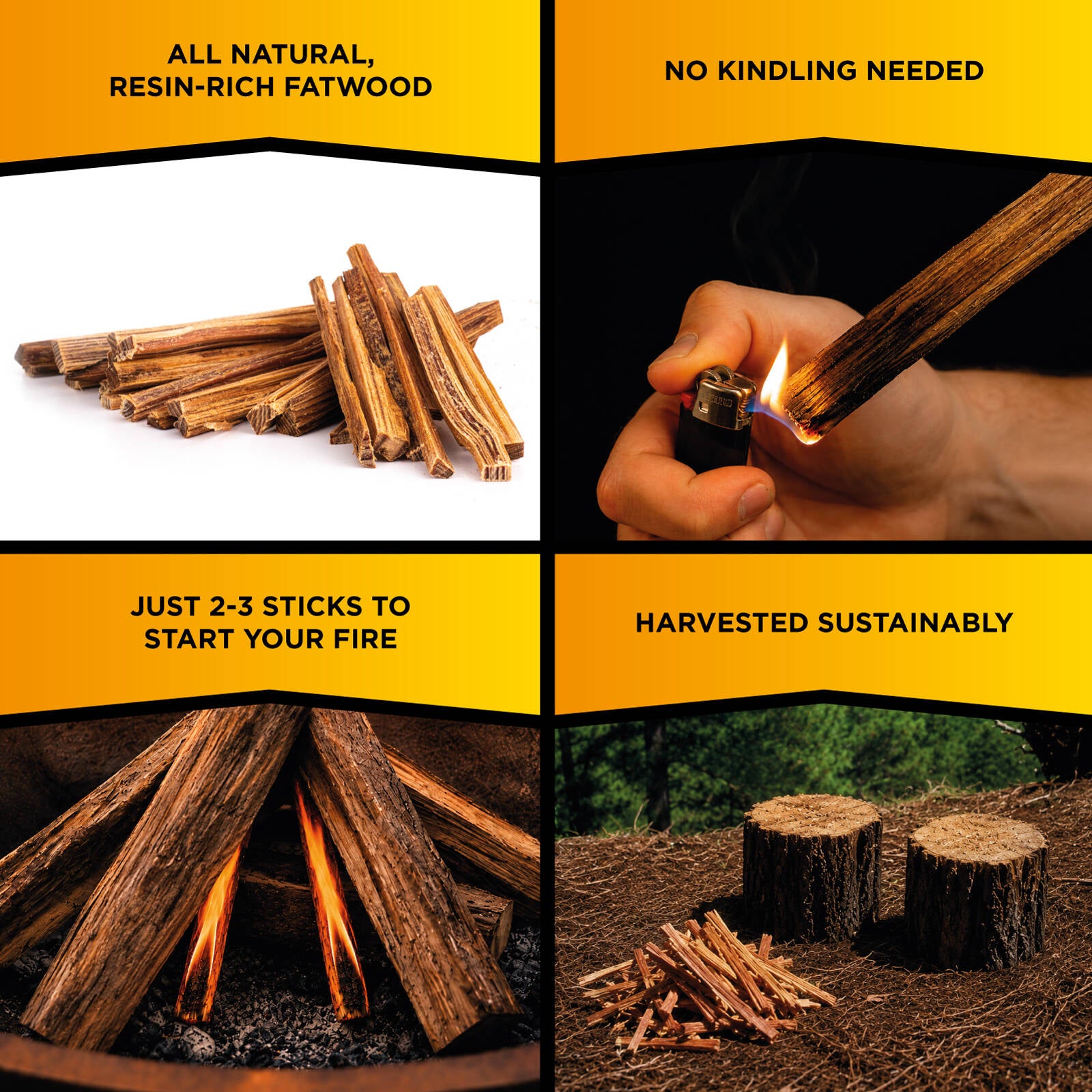 Fatwood All Natural Firelighter 1.8kg - Resinous Pine Wood Fire Starter