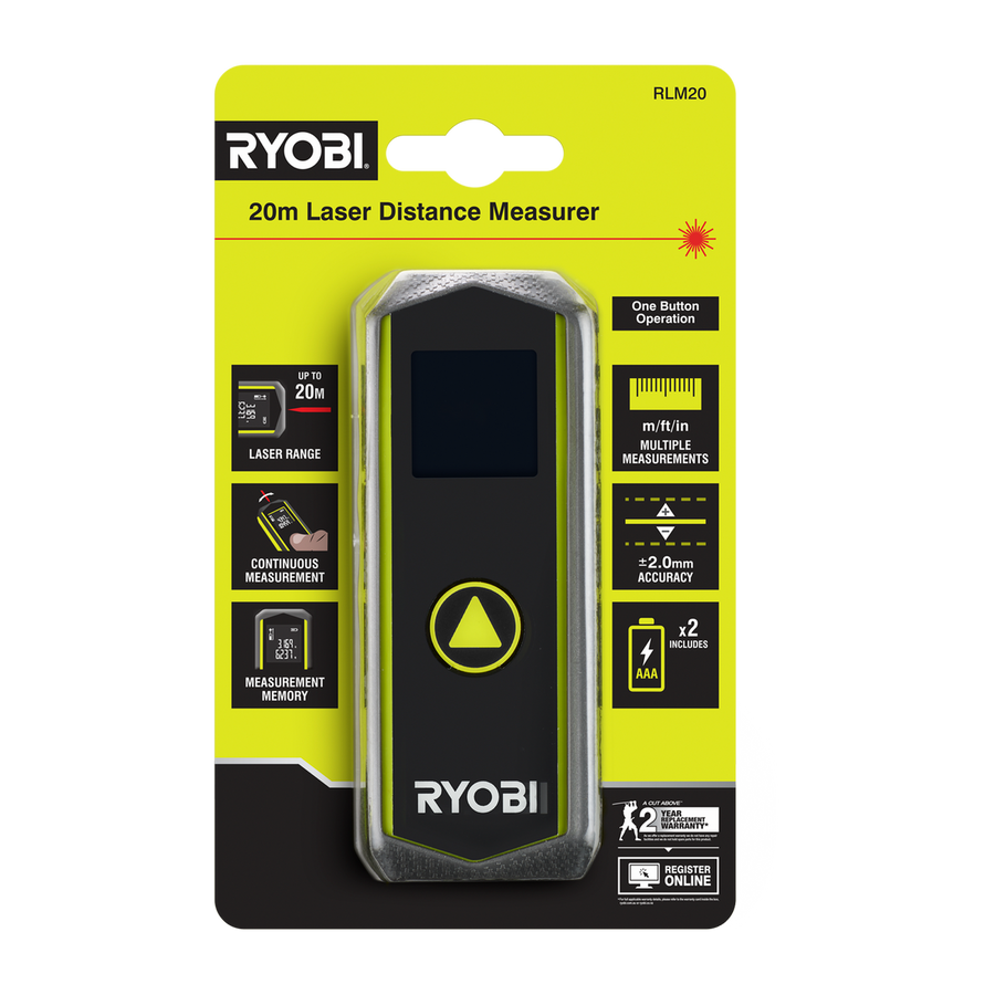 Ryobi 20m Laser Distance Measurer - Accurate Measurement Tool - Compact Design - SuperSaverAU - view 1