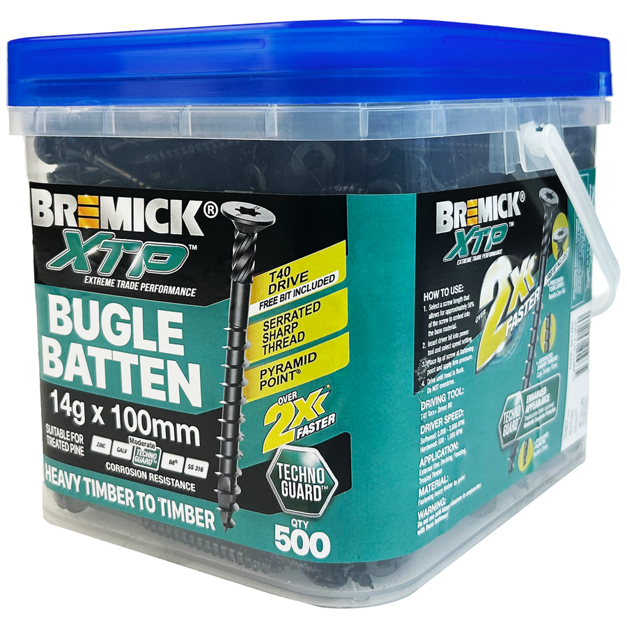 Bremick XTP Bugle Batten 14g x 100mm - 500 Pack - Black - Fast Installation - SuperSaverAU - view 1