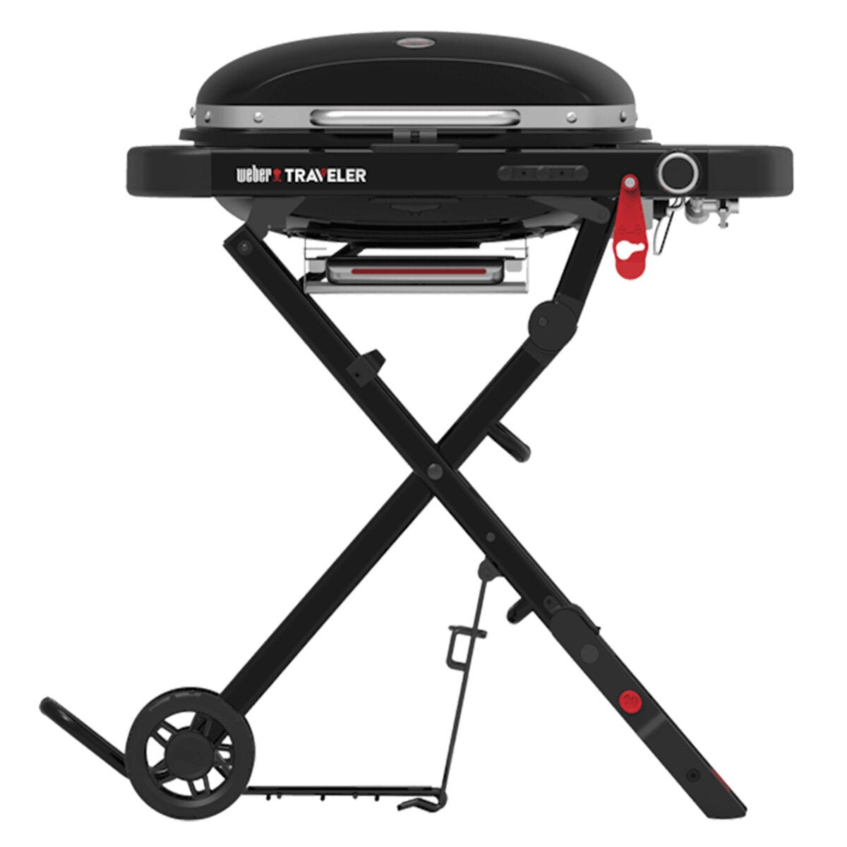 Weber Traveler Compact Portable LPG BBQ - 12 Burger Cooking Area, Lid Thermometer - 1500525