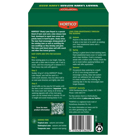 Hortico 200g Shady Lawn Repair, Lawn Seed & Slow Release Lawn Food