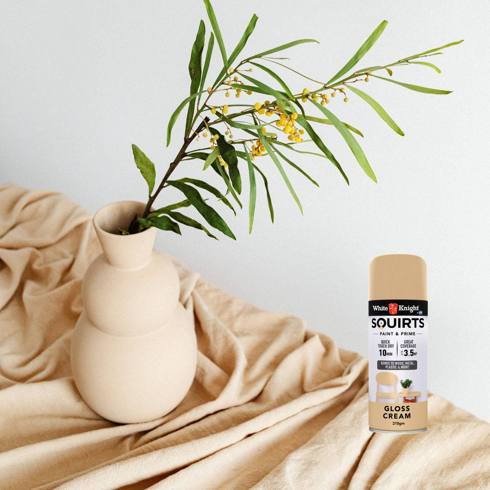 White Knight Squirts 310g Cream Gloss Spray Paint - UV Resistant