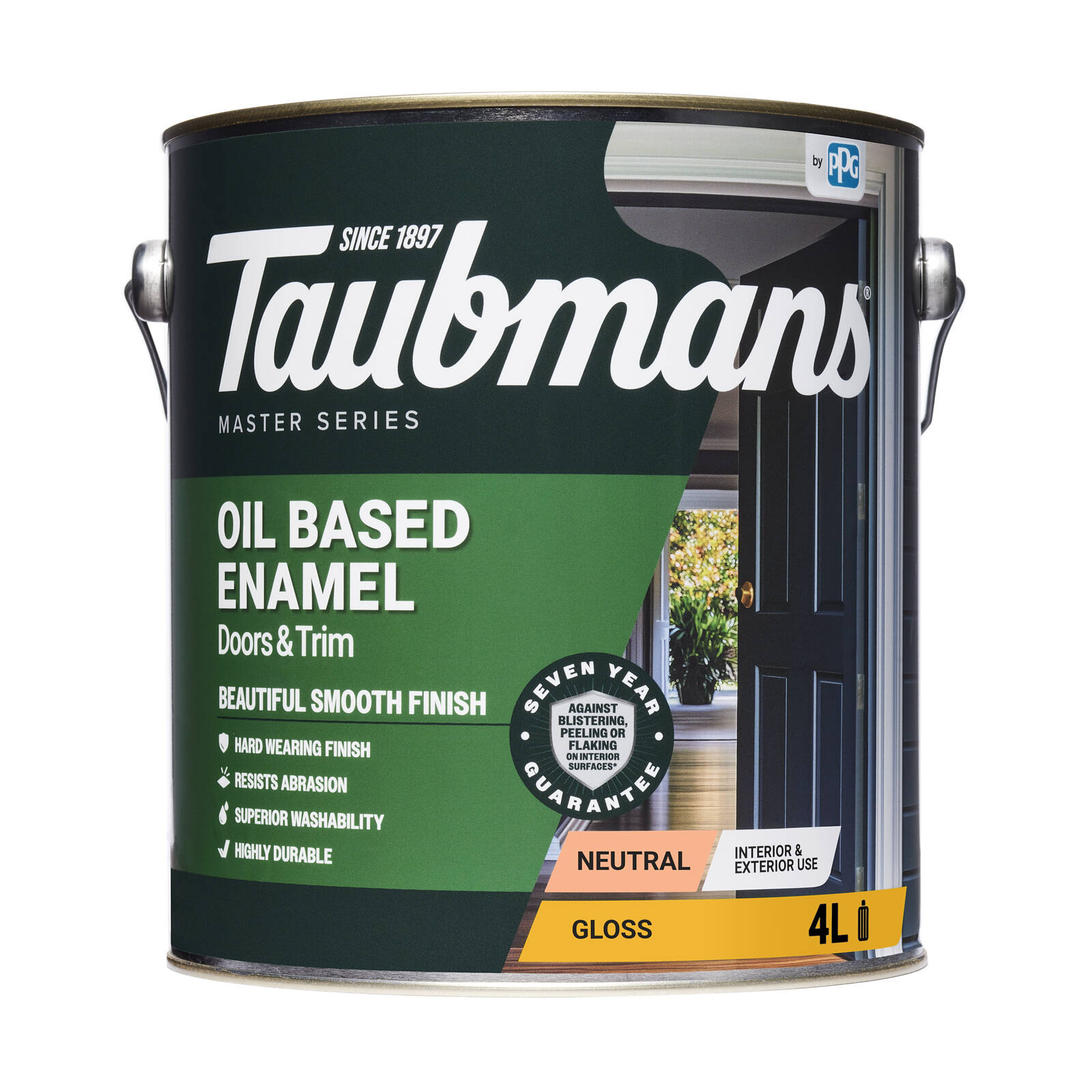 Taubmans 4L White Neutral Gloss Oil Based Enamel Paint
