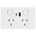 Deta x6 Double Power Point with USB A+C PD30W - 2 Outlets - 50mm x 74mm x 115mm - SuperSaverAU - view 1