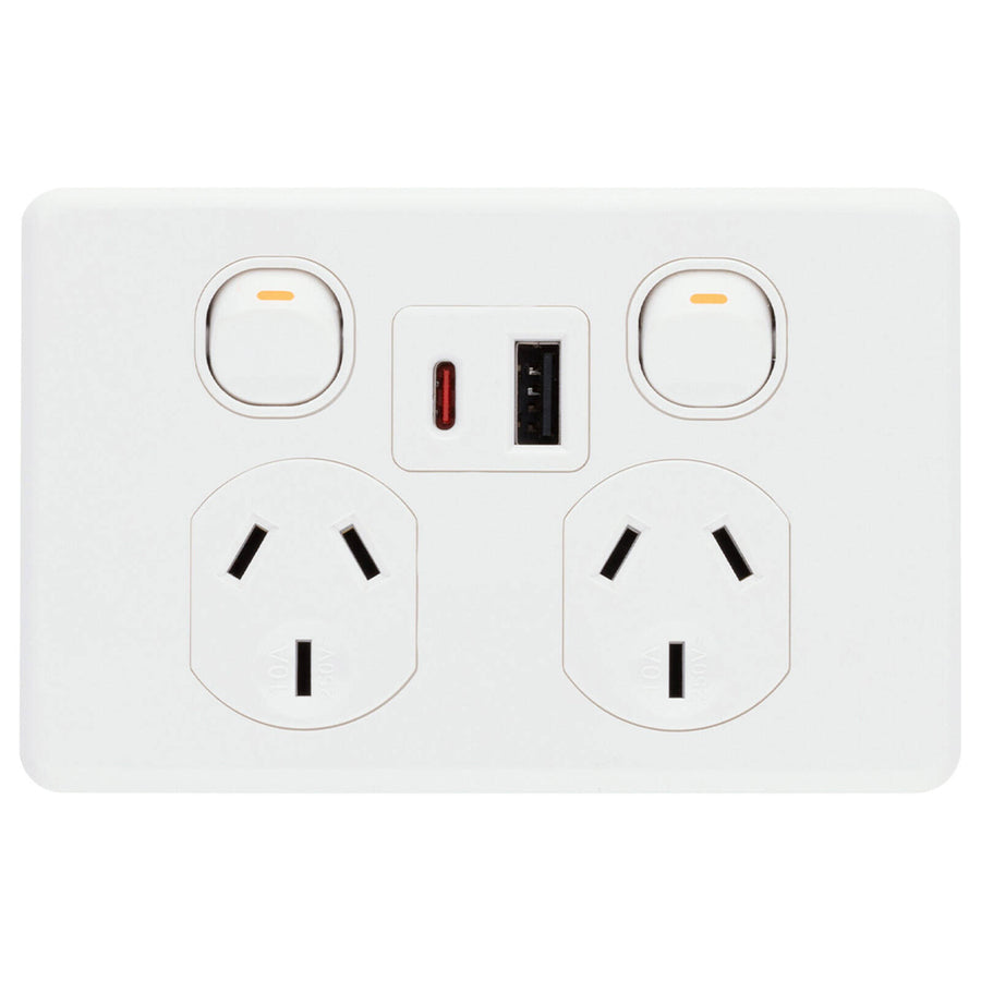 DETA X6 Double Power Point with USB-A & USB-C PD30W Rapid Charging Indoor