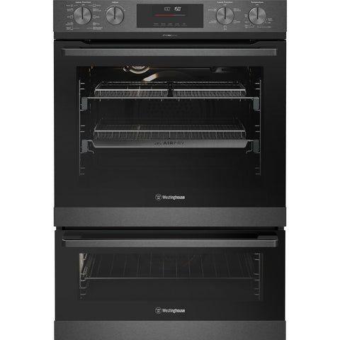 Westinghouse 60cm Pyrolytic Double Oven - 80L and 46L Gross, AirFry, EasyBake Steam - WVEP6727DD