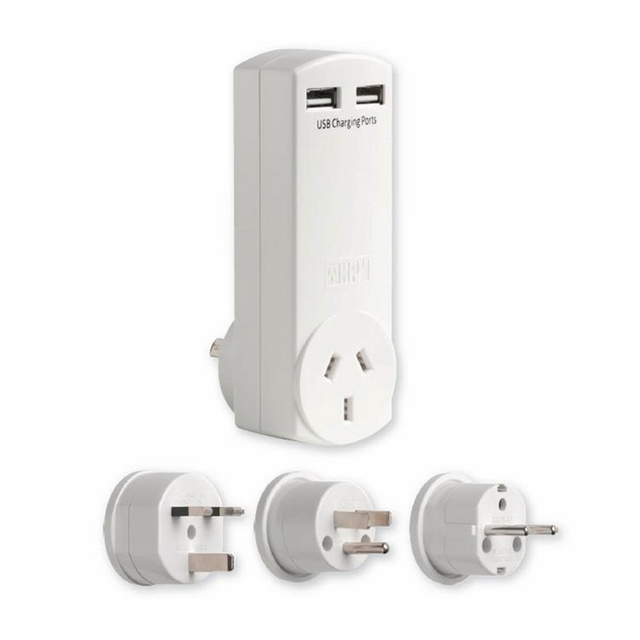HPM 4.2A USB Adaptor & Charger World Travel Pack - Surge Protected, US/UK/Europe