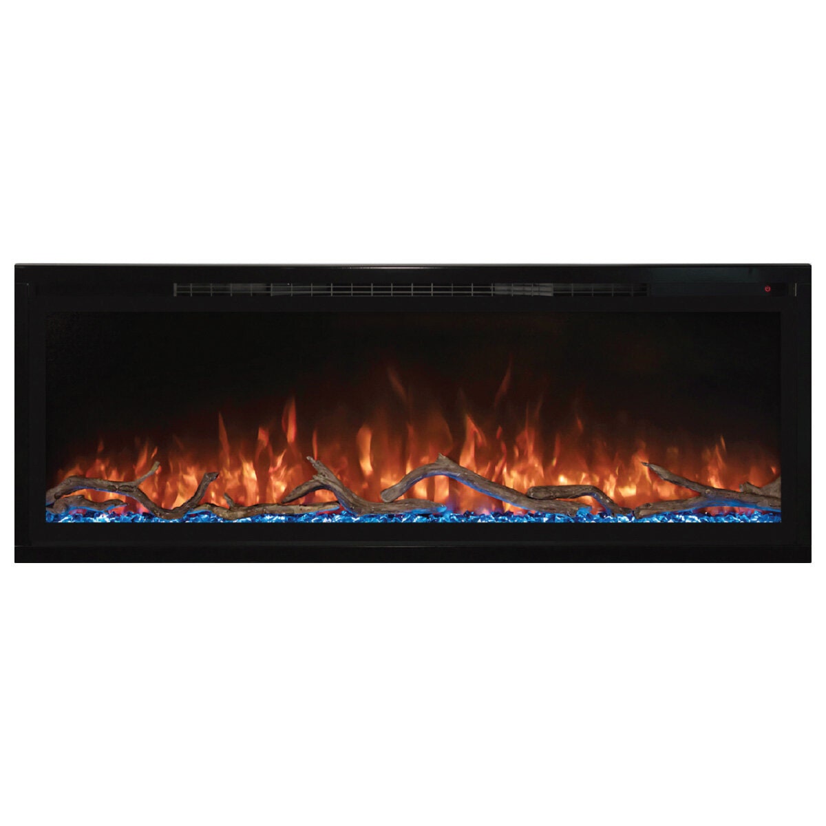 Modern Flames Spectrum 50 Inch Slimline Electric Fireplace - Black, Hybrid-FX Flames, Log Set - SPS-50BAUS