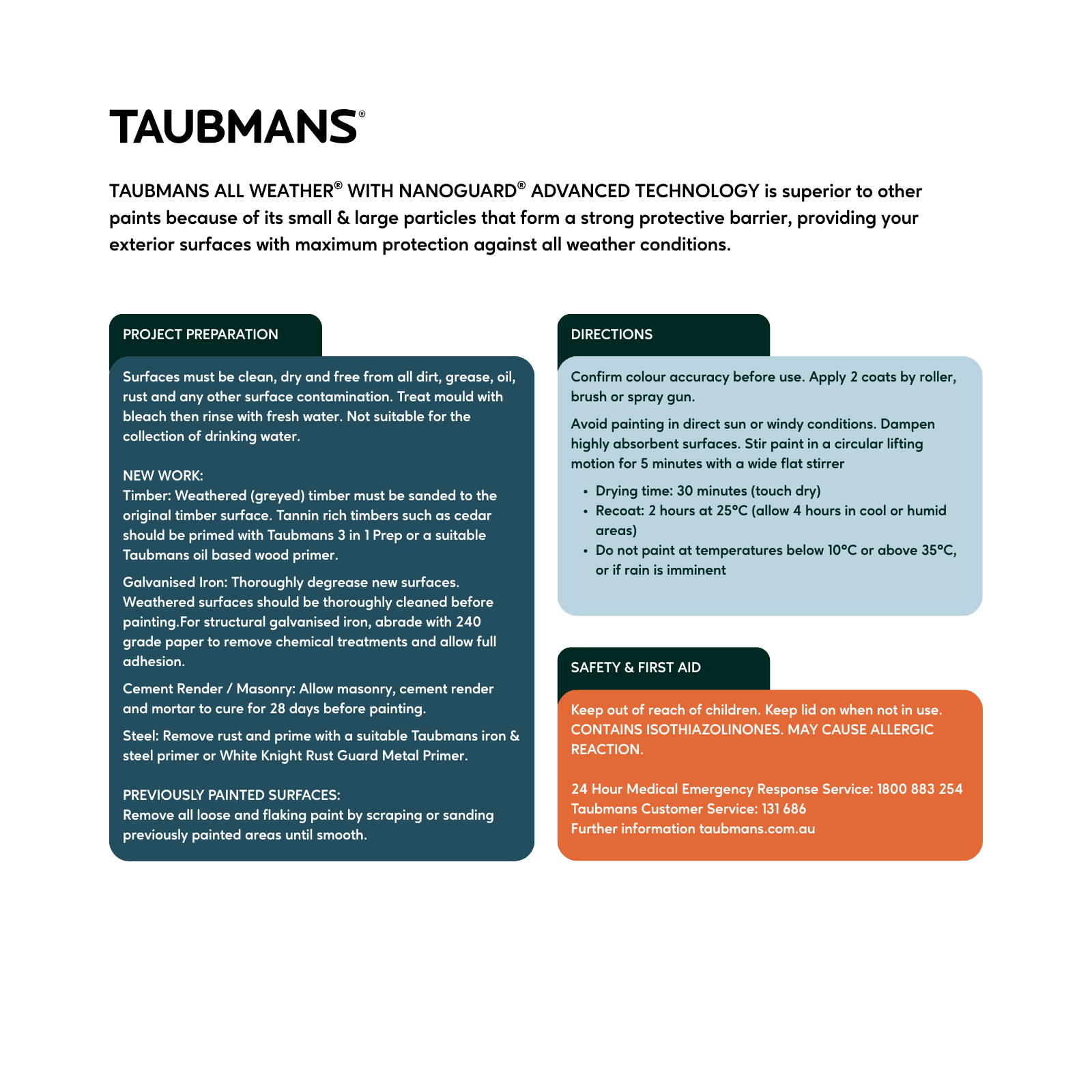 Taubmans 4L Neutral Gloss All Weather Exterior Paint Water Based UV Resistant