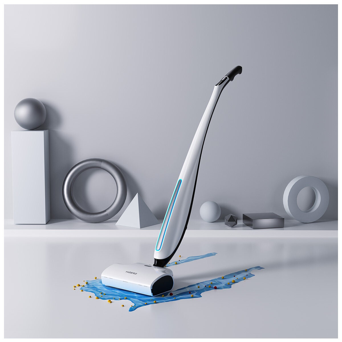 Hizero wet and dry stick vacuum - two-in-one sweeping and mopping, 60 minute runtime, White - F500