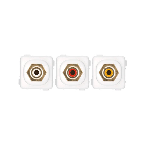 Deta RCA Wallplate Inserts - 3 Pack - Plastic & Metal - Easy Install - SuperSaverAU - view 1