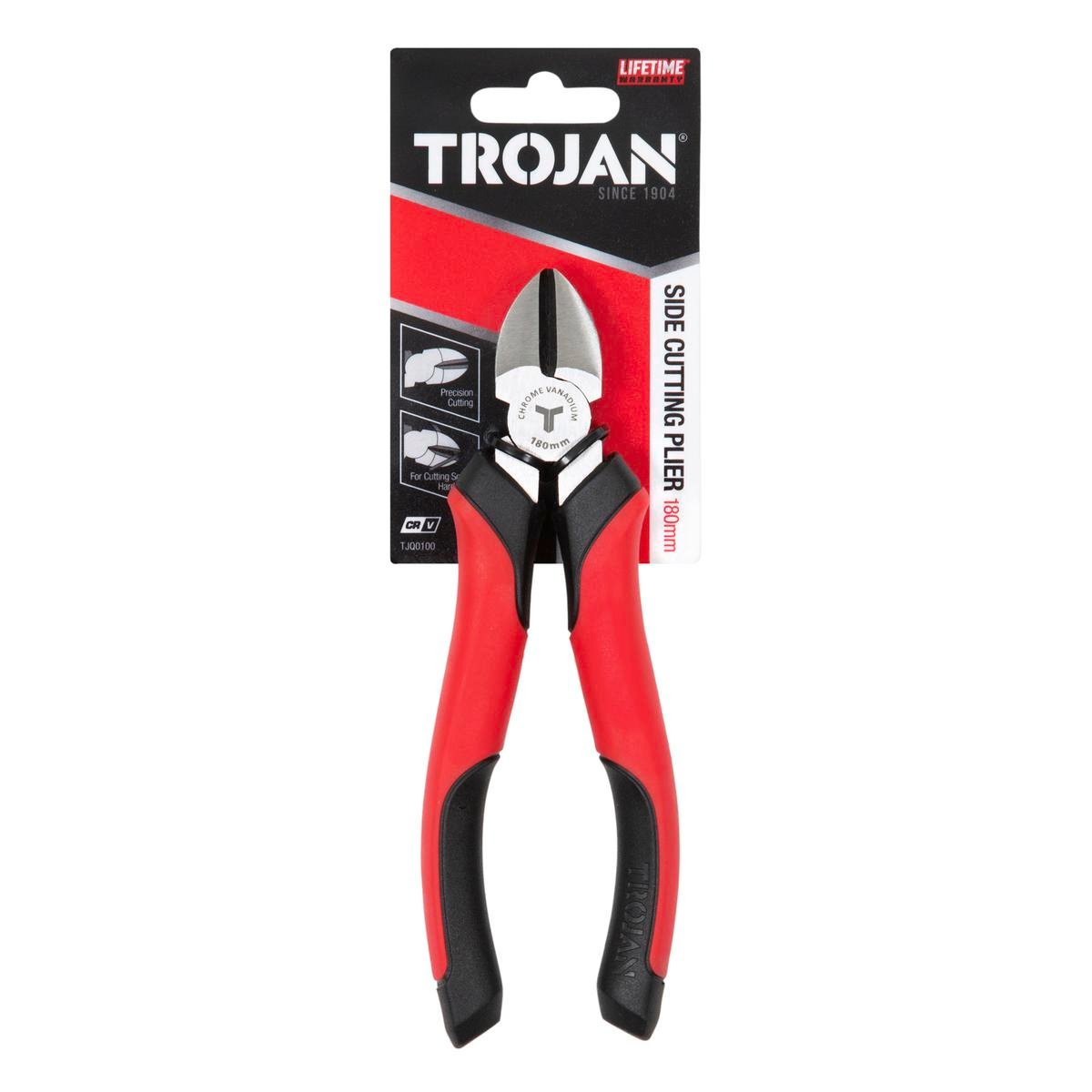 Trojan 180mm Side Cutting Plier - Chrome Vanadium Steel - Red and Black - SuperSaverAU - view 1