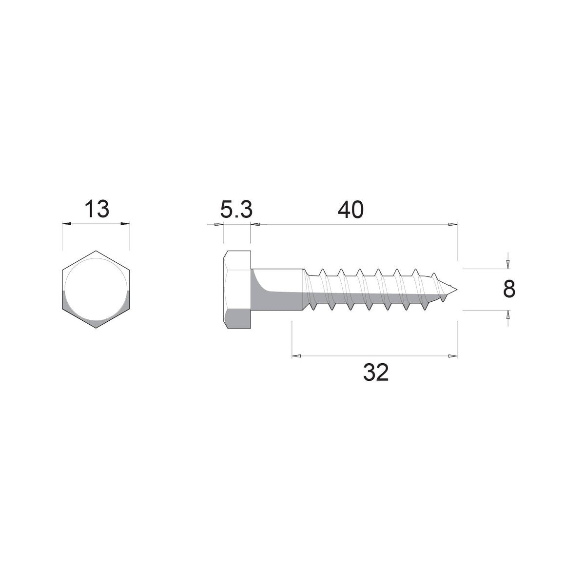 Zenith Coach Screw - M8 x 40mm - Hot Dipped Galvanised - 25 Pack - SuperSaverAU - view 4