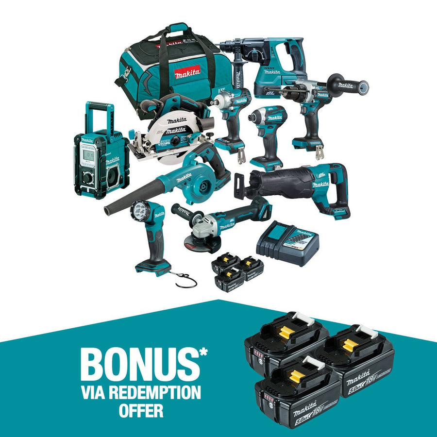 Makita Brushless 10 Piece Combo Kit DLX1042TX1 - 18V - 3 Batteries - Tool Bag - SuperSaverAU - view 1