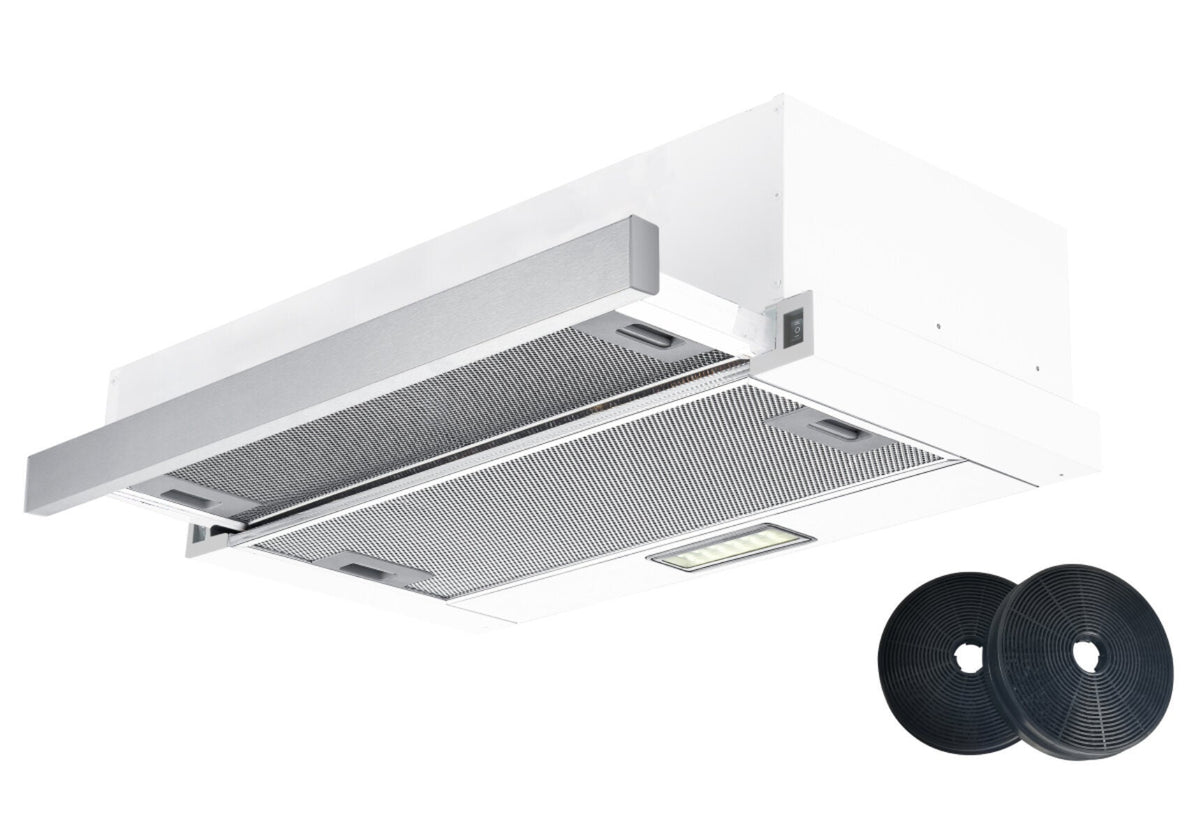 Trinity 90cm Slideout Rangehood - Front Recirculating, 440m³/h, Stainless Steel Facia, LED Lights - TR91290