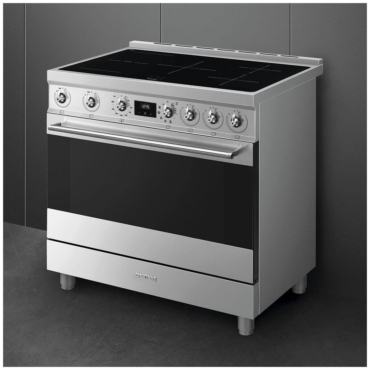 Smeg 90cm Freestanding Induction Oven - Stainless Steel, Pyrolytic Cleaning, Air Fry - C9IPX2