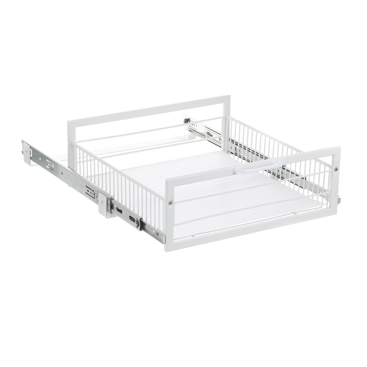 L.T. Williams Pull Out Wire Basket 54.5cm - White - 25kg Capacity - Full Extension Runners - 9707