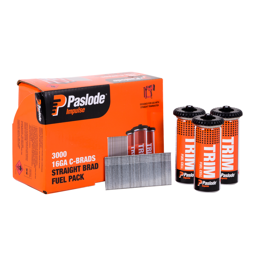 Paslode 38 x 1 6mm c38 Impulse Brad with Fuel - 3000 Pack - Zinc Plated - SuperSaverAU - view 1