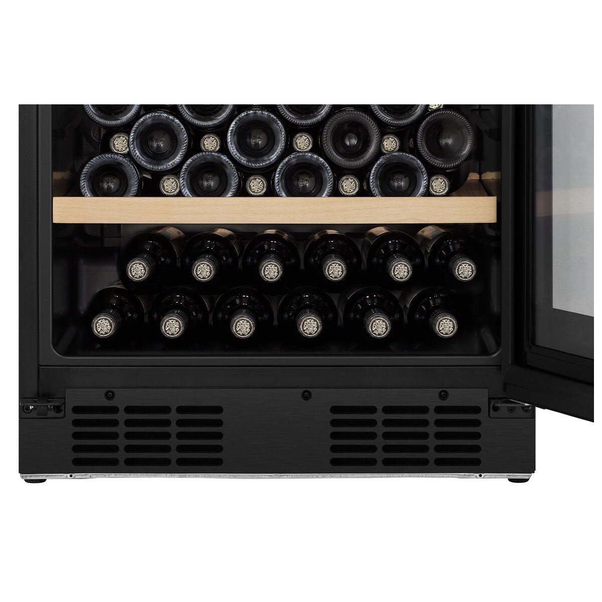 Hisense 108 Bottle Dual Zone Wine Cabinet - Black Glass - Triple Glazed - Frost Free - HRWC108B