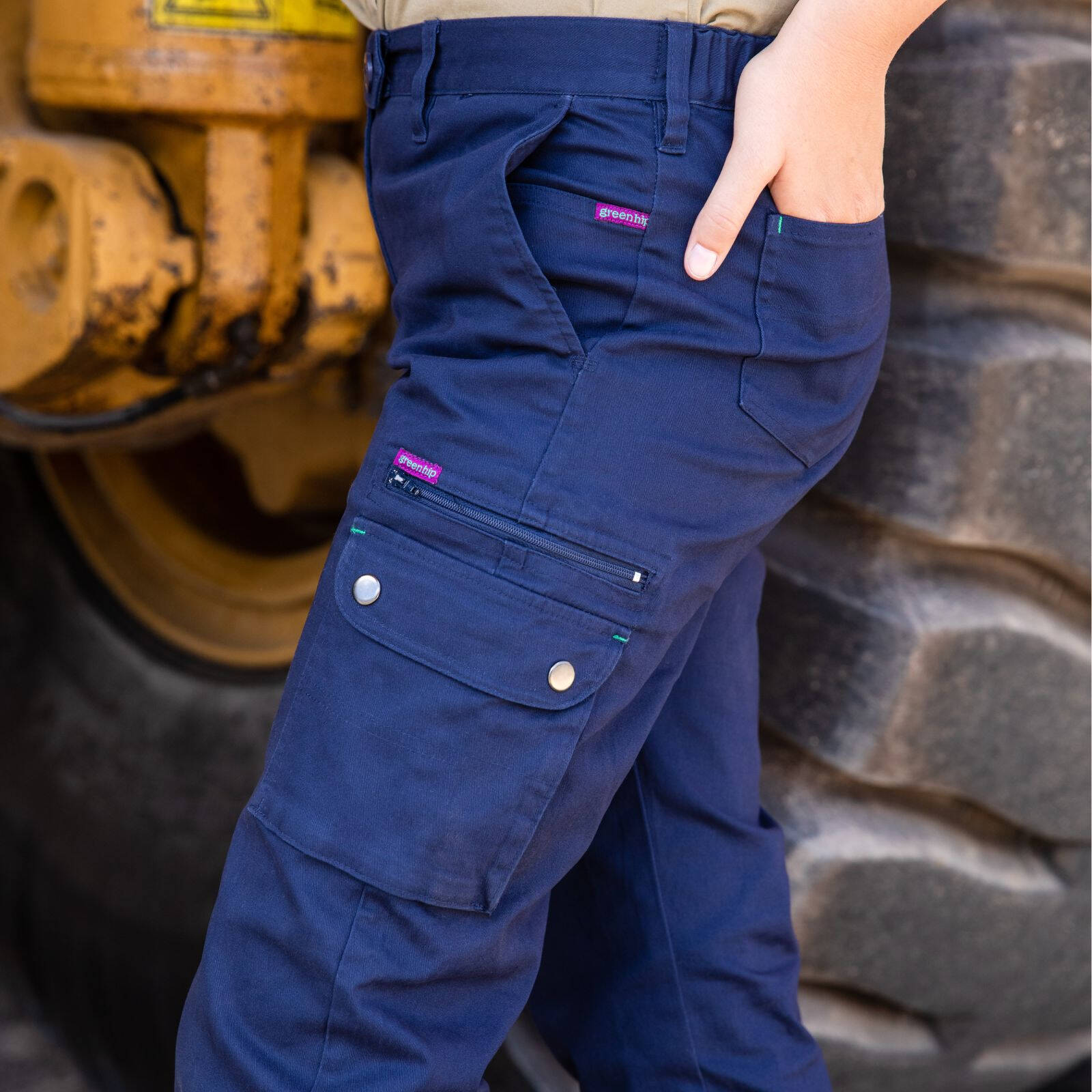 Green Hip Give Cargo Pants Blue Size 8 Cotton Drill Straight Leg