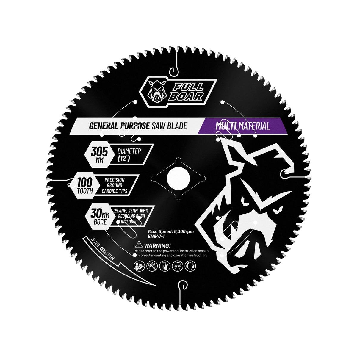 Full Boar 305mm 100t Multi Material Circular Saw Blade - Precision Cutting - Anti-Friction Coating - SuperSaverAU - view 1