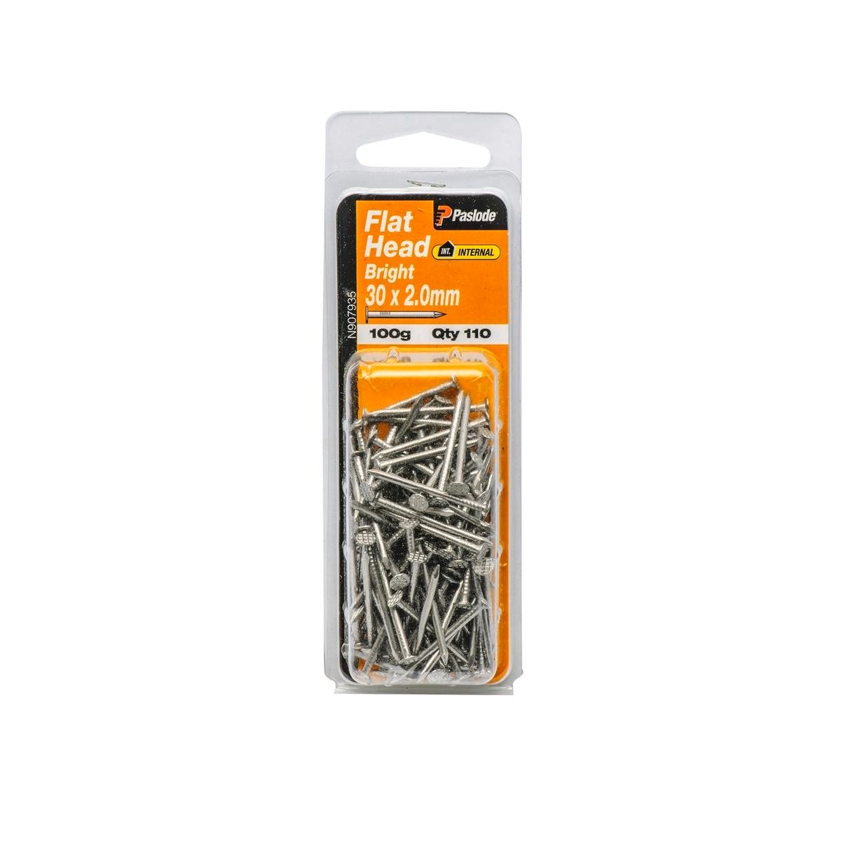 Paslode Flat Head Nails 30mm Bright Steel 110 Pack Durable Use - SuperSaverAU - view 1