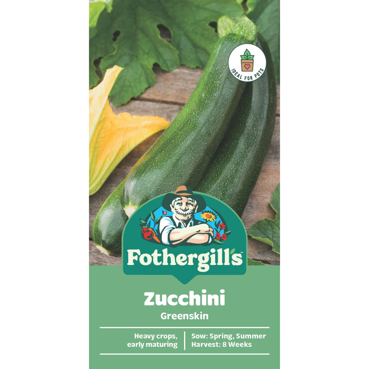 Mr Fothergill's Greenskin Zucchini Seeds - Early Bushy Variety, Heavy Cropping