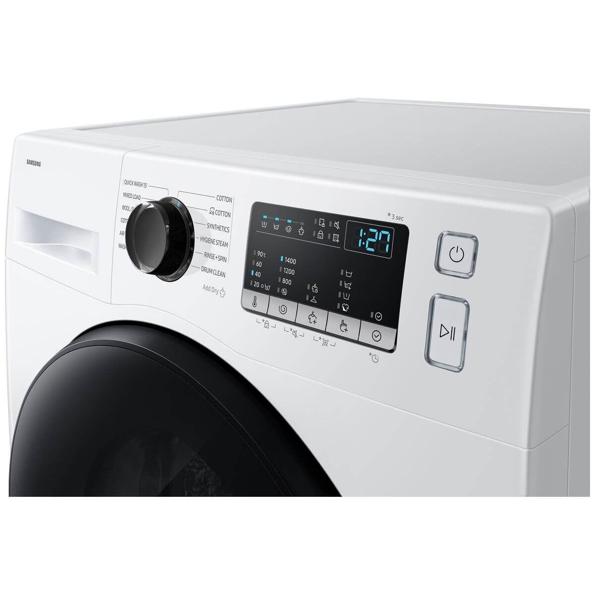 Samsung 9kg/6kg Washer Dryer Combo - Hygiene Steam, Air Wash, 1400rpm Spin, White - WD90HG4U04BE