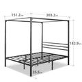 Zinus Patricia queen metal canopy bed frame - black four-poster design, under-bed storage - AU-CPBF-Q